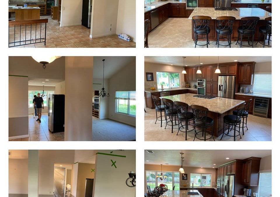 Completed this kitchen, dining and family room transformation.  Before and After pictures.